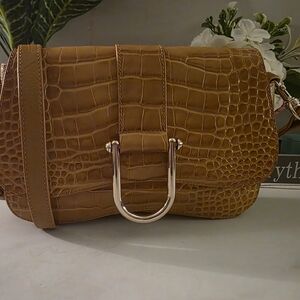 Vince Camuto Croc-Embossed Brown Crossbody Bag